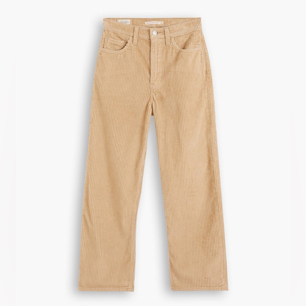 Levis Premium Beige Ribcage Straight Ankle Corduroy Pants